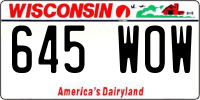 WI license plate 645WOW