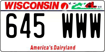 WI license plate 645WWW