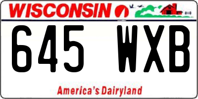 WI license plate 645WXB