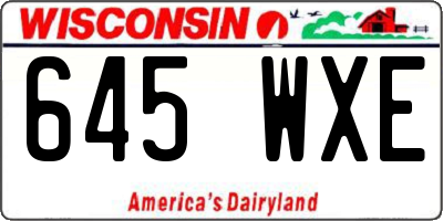 WI license plate 645WXE