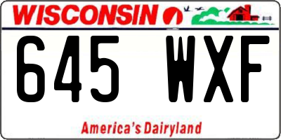 WI license plate 645WXF