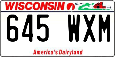 WI license plate 645WXM