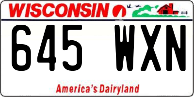WI license plate 645WXN