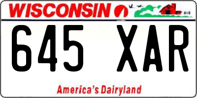 WI license plate 645XAR