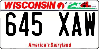 WI license plate 645XAW