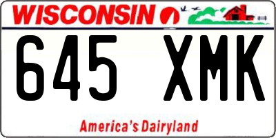 WI license plate 645XMK