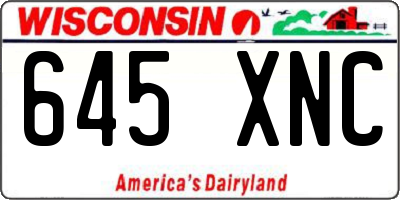 WI license plate 645XNC