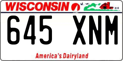 WI license plate 645XNM