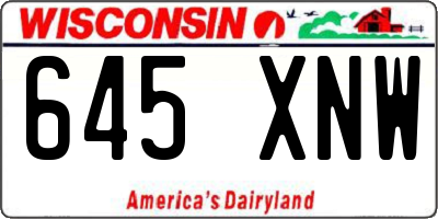 WI license plate 645XNW