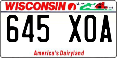 WI license plate 645XOA