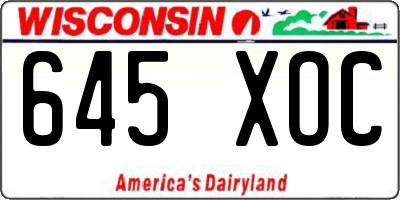 WI license plate 645XOC