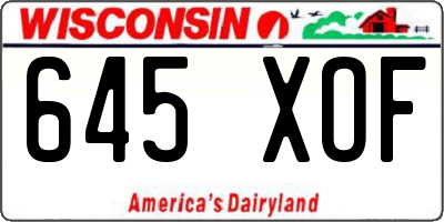 WI license plate 645XOF