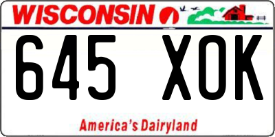 WI license plate 645XOK