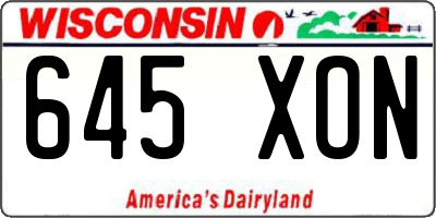 WI license plate 645XON