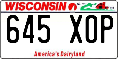 WI license plate 645XOP