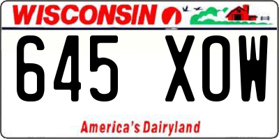 WI license plate 645XOW