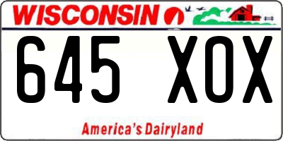 WI license plate 645XOX