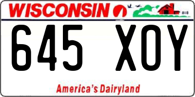 WI license plate 645XOY