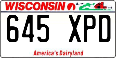 WI license plate 645XPD