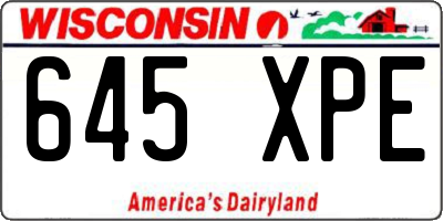 WI license plate 645XPE