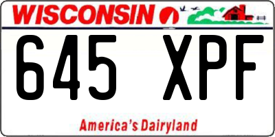 WI license plate 645XPF