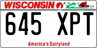 WI license plate 645XPT