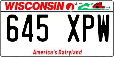 WI license plate 645XPW