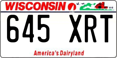 WI license plate 645XRT