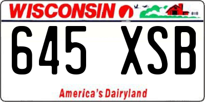 WI license plate 645XSB