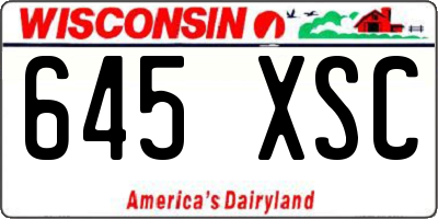 WI license plate 645XSC