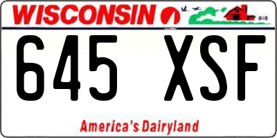 WI license plate 645XSF
