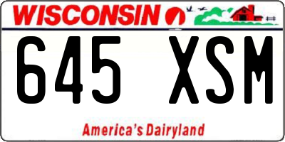 WI license plate 645XSM