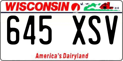 WI license plate 645XSV