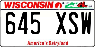 WI license plate 645XSW