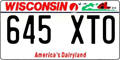 WI license plate 645XTO