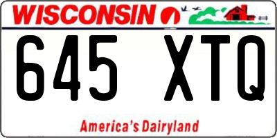 WI license plate 645XTQ
