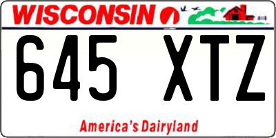 WI license plate 645XTZ