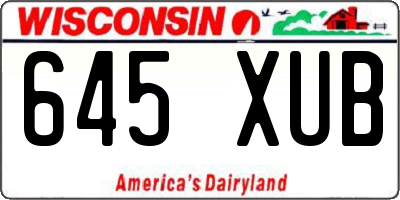 WI license plate 645XUB