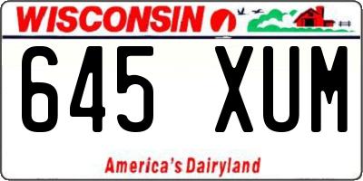 WI license plate 645XUM