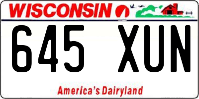 WI license plate 645XUN