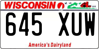 WI license plate 645XUW