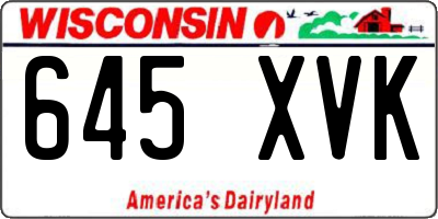 WI license plate 645XVK