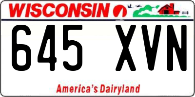 WI license plate 645XVN