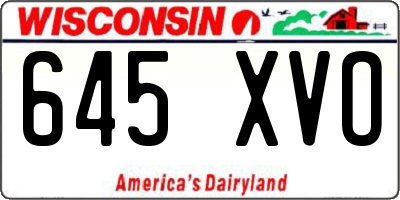 WI license plate 645XVO