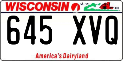 WI license plate 645XVQ