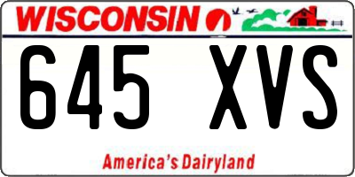 WI license plate 645XVS