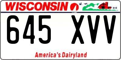 WI license plate 645XVV