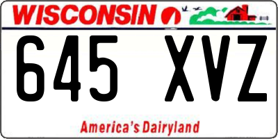 WI license plate 645XVZ