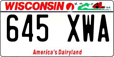 WI license plate 645XWA