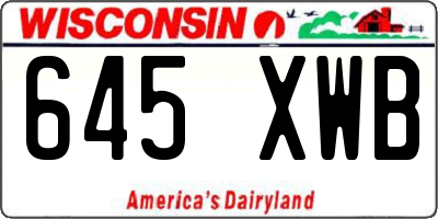 WI license plate 645XWB